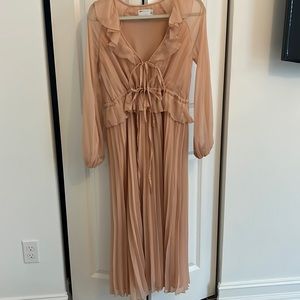 ASOS DESIGN BLUSH CHIFFON MAXI/MIDI DRESS SZ 2